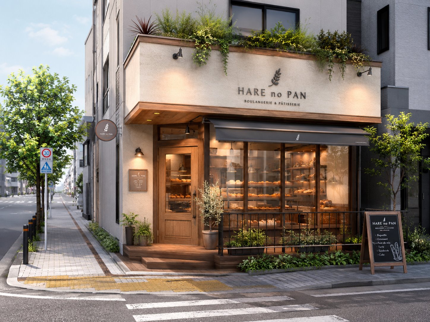 ベーカリー店舗の外観パース